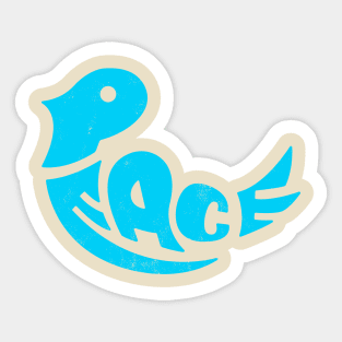 Vintage 1960's Peace Word Shape Dove (Blue) Sticker